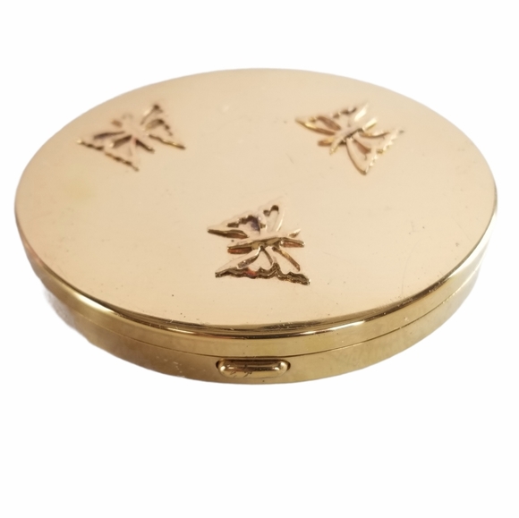 Vintage Mid Century 1940s Kotler & Kopit Brass Butterfly Mirrored Puff Compact - Picture 9 of 16
